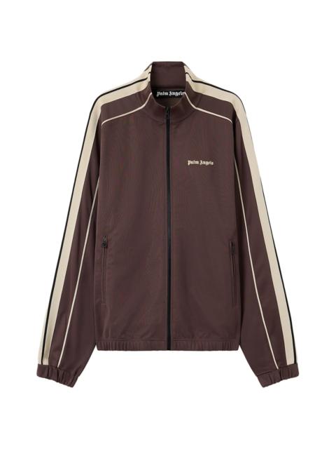 Palm Angels Men's Logo Striped Zip-Front Jacket - Brown Off White