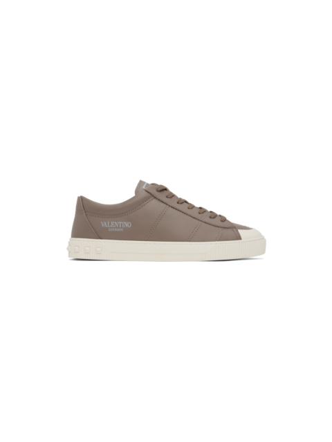Valentino Taupe Cityplanet Calfskin Sneakers