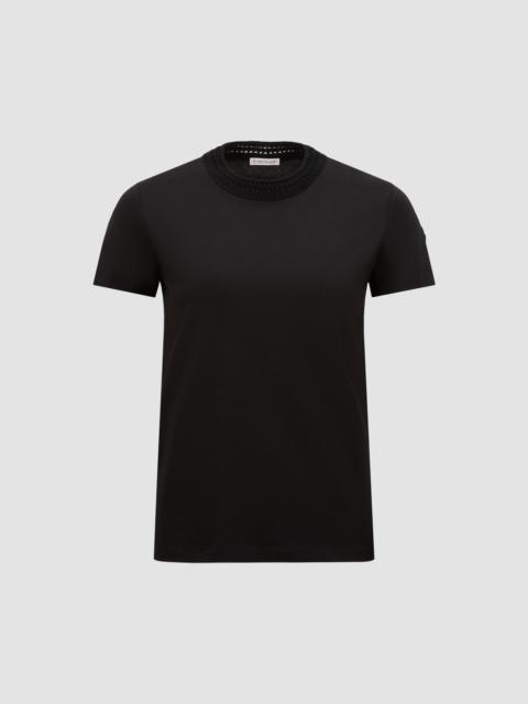 Moncler Crystal Flowers Cotton T-Shirt | REVERSIBLE
