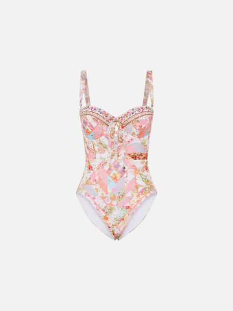 CAMILLA LACE-UP BALCONETTE UNDERWIRE ONE PIECE