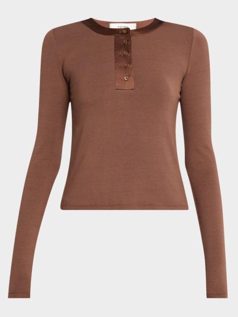 FRAME The Satin-Trim Henley Top