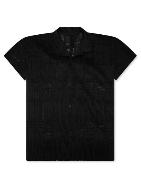 ISSEY MIYAKE LACE GRID PLEATS SHIRT - BLACK