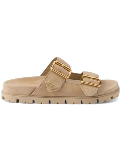 Prada Prada Suede Strap Slide Ecru (Women's)