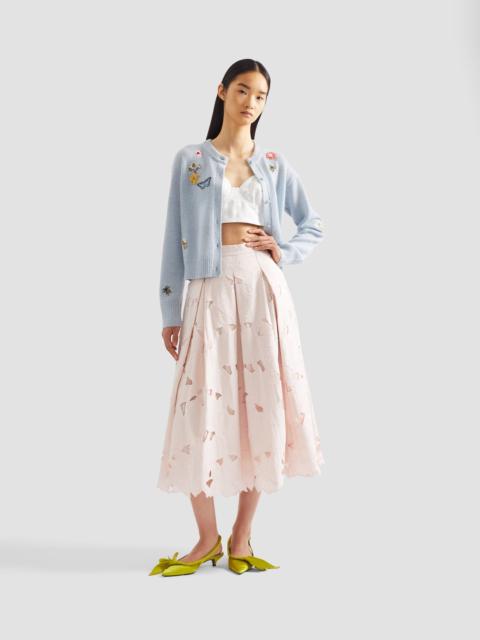 Erdem FLORAL CUTWORK PLEATED MIDI SKIRT