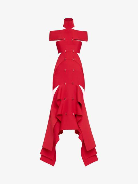 Alexander McQueen Women's Slashed Spine Dress in Lust Red