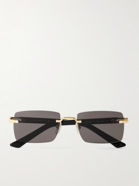 Cartier C Décor Rimless Rectangle-frame Gold-tone And Acetate Sunglasses