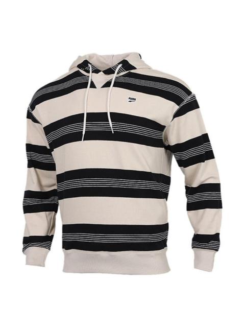 PUMA PUMA Downtown Striped Hoodie 'Beige Black White' 599188-85