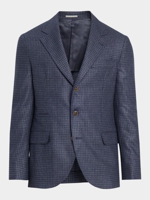 Brunello Cucinelli Men's Wool-Cashmere Houndstooth Suit Jacket