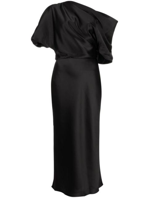 AMSALE off-shoulder draped midi dress