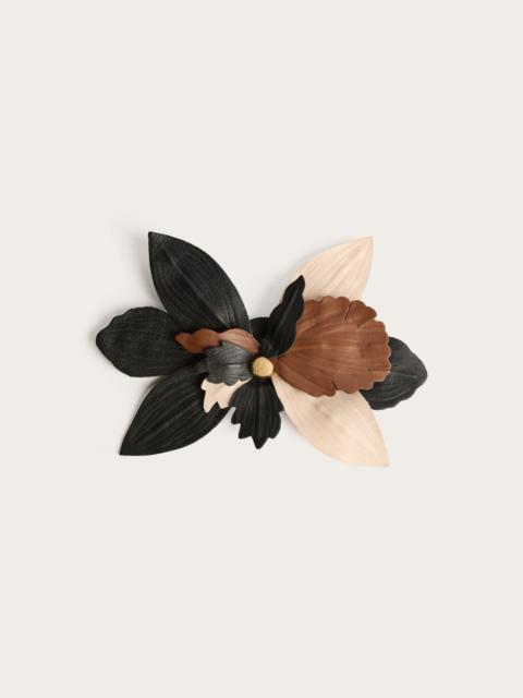 PUCCI LEATHER FLOWER BROOCH