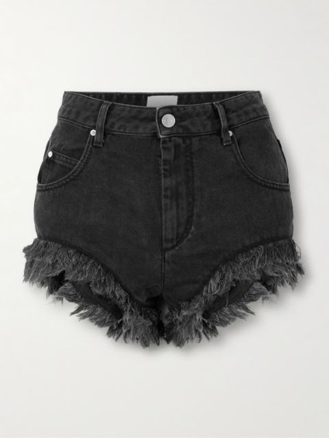 Isabel Marant Eneidao fringed denim shorts Black