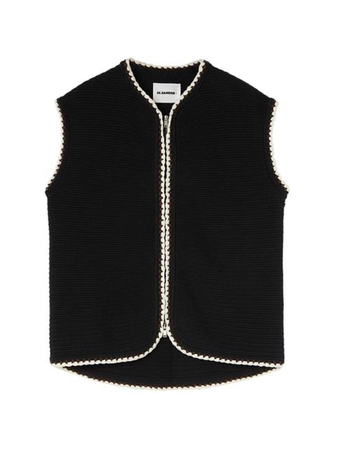 braided-trim cotton vest