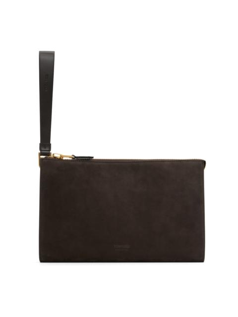 TOM FORD Brown Nubuck Flat Pouch