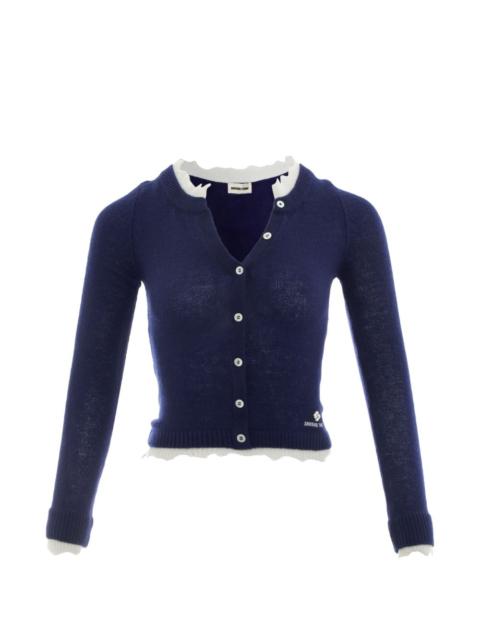 SHUSHU/TONG contrast-trim raw-edge cardigan