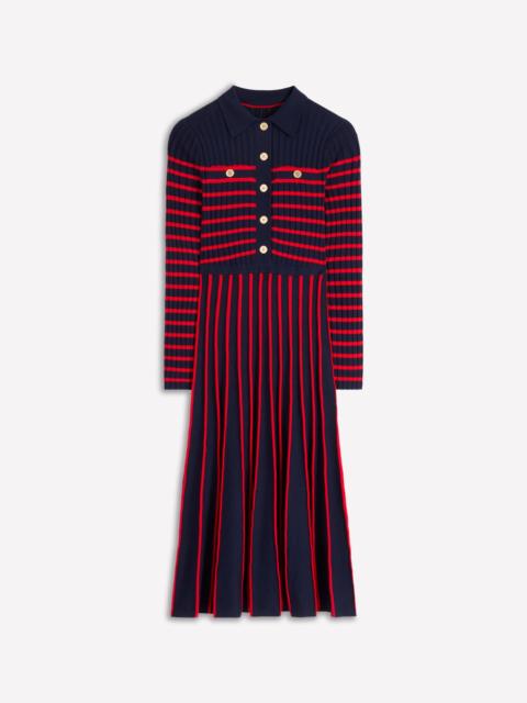 BODEN Brönte Knitted Rib Shirt Dress-Navy and Red Stripe