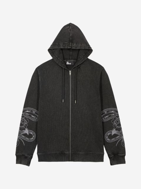 The Kooples HOODED SWEATSHIRT WITH BLACK EMBROIDERY