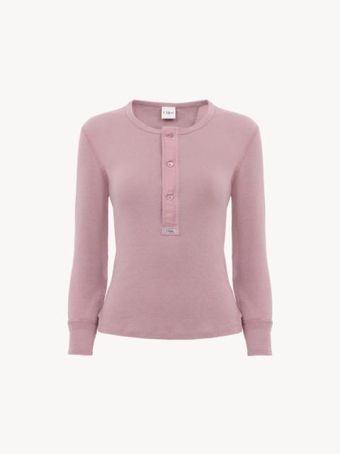 Chloé FITTED HENLEY SHIRT IN COTTON JERSEY