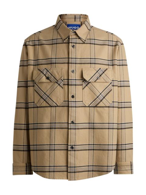 HUGO OVERSIZE-FIT SHIRT IN CHECKED COTTON TWILL