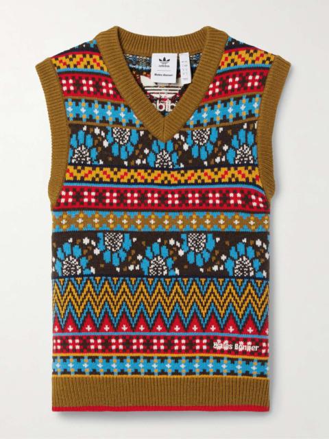 adidas Originals + Wales Bonner embroidered jacquard-knit vest Brown