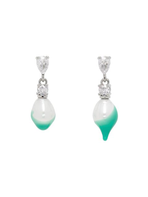OTTOLINGER Silver & Green Pearl Dip Earrings