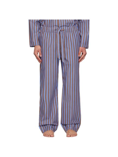 TEKLA Brown & Blue Poplin Pyjama Shorts