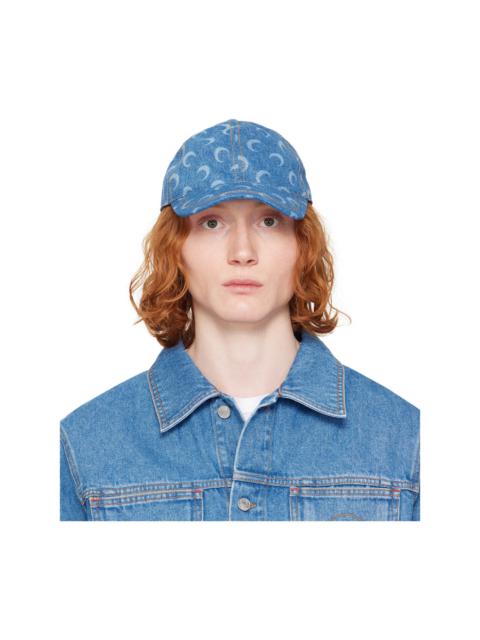 Marine Serre Blue Moon Laser Denim Baseball Cap