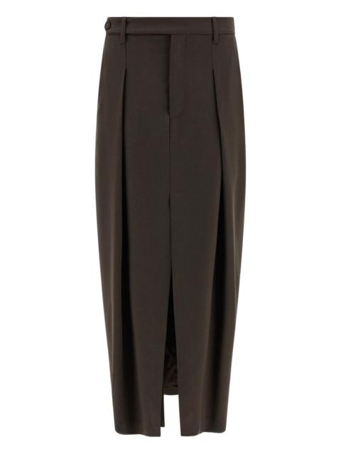 curved front-split midi skirt