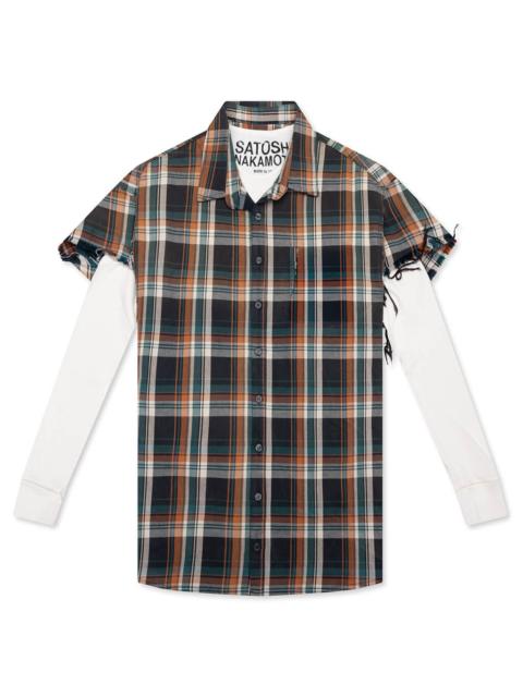 SATOSHI NAKAMOTO BENDER CUT OFF FLANNEL - ORANGE PLAID