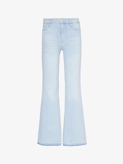 Flare Fray side-slit high-rise straight-leg stretch-denim blend jeans