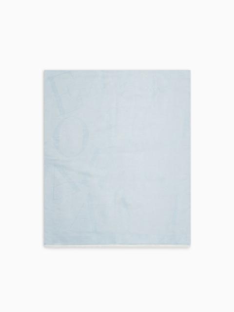 EMPORIO ARMANI Viscose and modal blend stole with jacquard lettering
