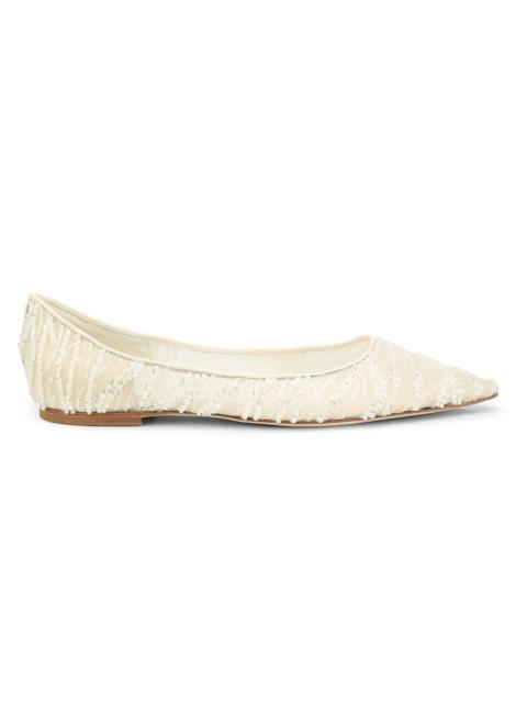 JIMMY CHOO Women's Love Mesh & Sequins Ballet Flats - Ivory