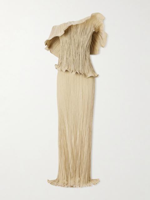 MARMAR HALIM Pleated Off-the-shoulder Taffeta Gown