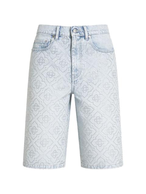 CASABLANCA rhinestone-embellished monogram shorts