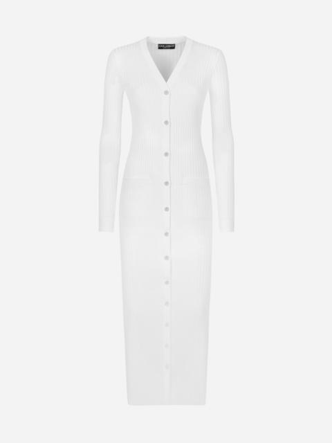 Dolce & Gabbana Long ribbed viscose cardigan