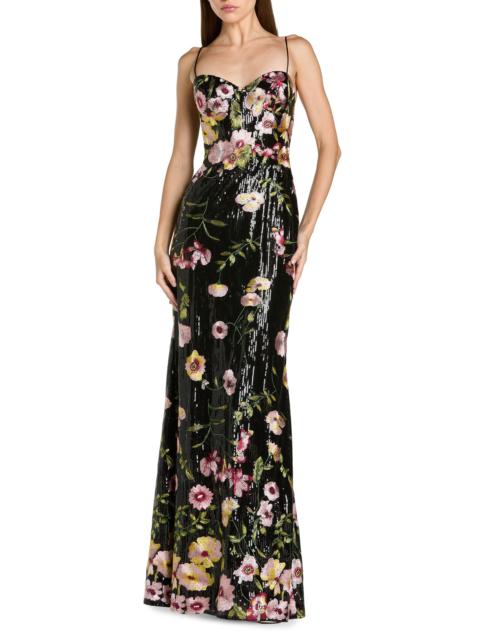 MAC DUGGAL Women's Bustier Floral Appliqué Gown - Black Multi