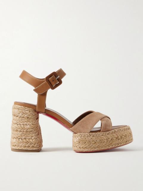 Christian Louboutin Calakala 70 nubuck and suede espadrille platform sandals Tan
