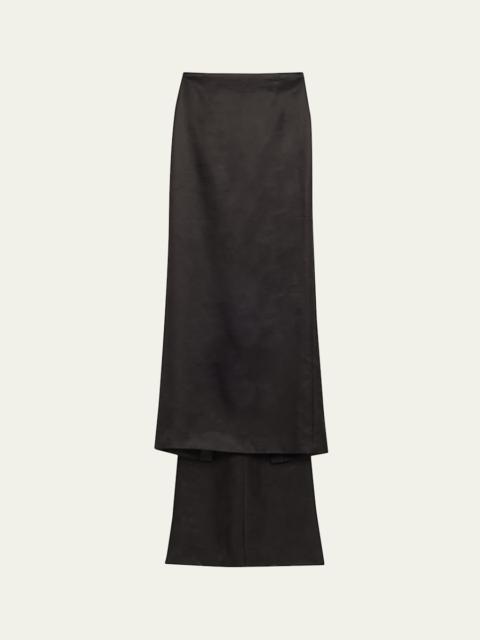 BRANDON MAXWELL Monroe Wool-Silk Train Maxi Skirt