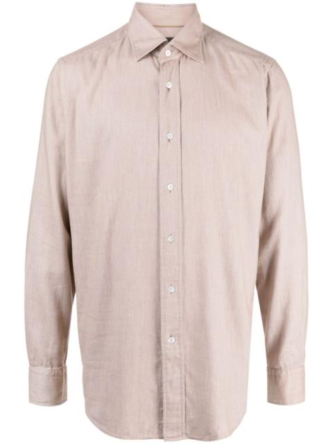 BOSS mélange-effect spread-collar shirt