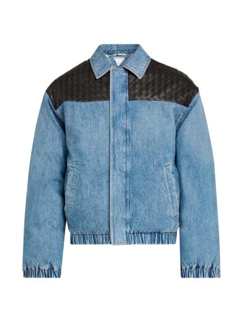 Bottega Veneta Men's Vintage Indigo-Washed Denim & Leather-Trim Jacket - Medium Blue