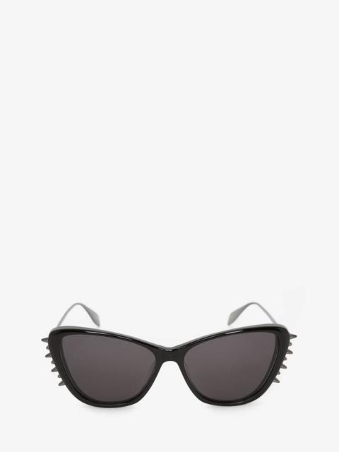 Alexander McQueen Punk Stud Combi Cat-eye Sunglasses in Black/ruthenium