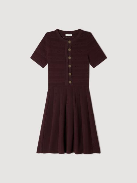 Sandro FLORAL PRINT KNIT MINI DRESS