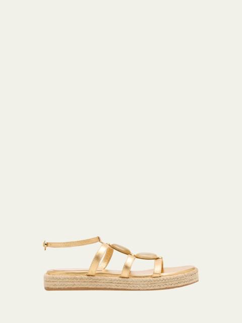 Stone Metallic Leather Espadrille Gladiator Sandals