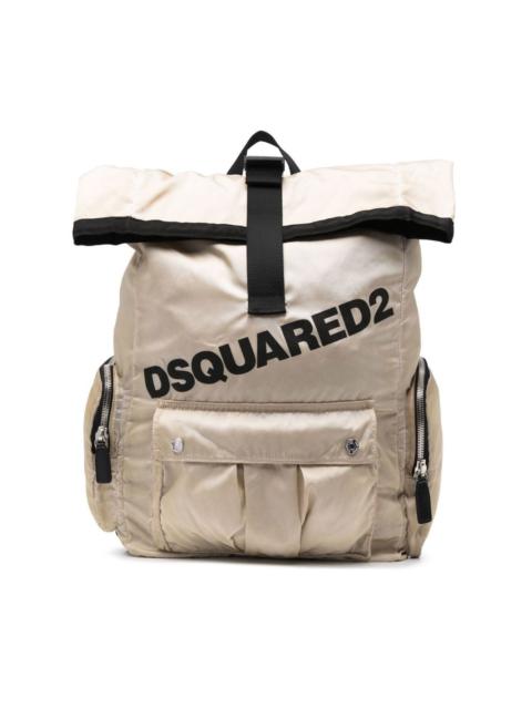 logo-print buckled backpack