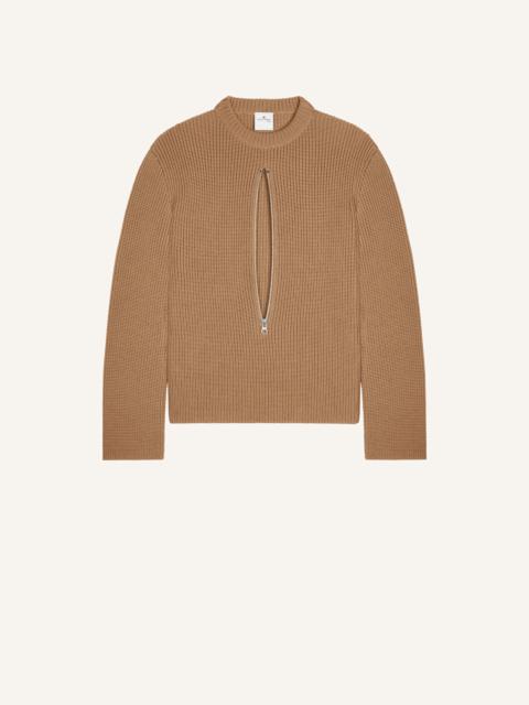courrèges ZIPPED RIBBED WOOL SWEATER