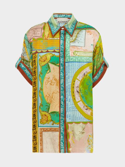 ALÉMAIS Atlas Button-Front Silk Shirt