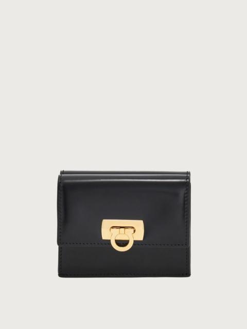 FERRAGAMO COMPACT WALLET WITH GANCINI CLASP