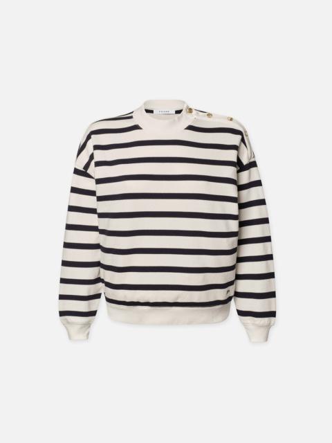 FRAME Button Detail Sweatshirt in Navy Multi