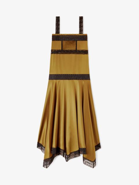 GANNI DRESS IN GREEN SILK SATIN