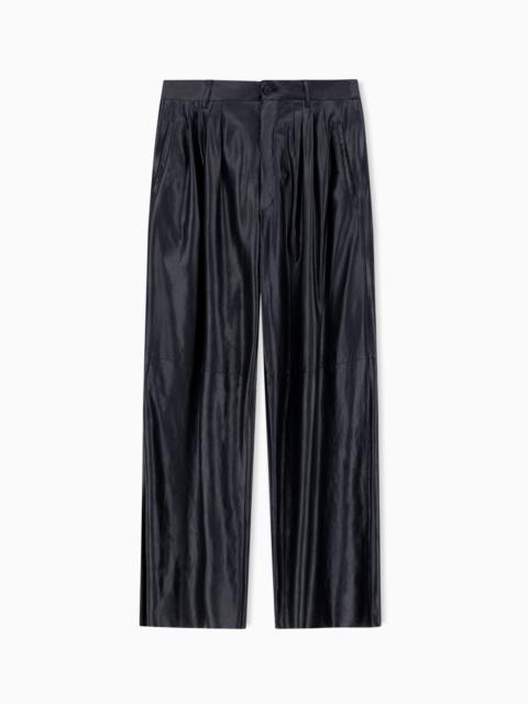 GIORGIO ARMANI NAPPA LAMBSKIN PLEATED TROUSERS