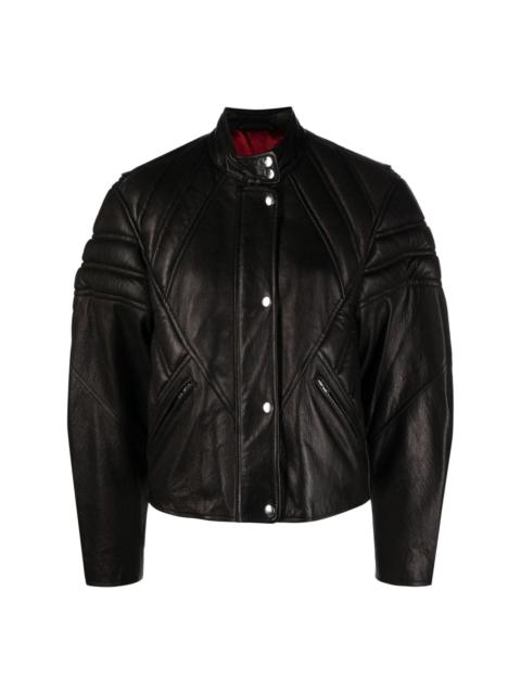 padded-panels leather jacket